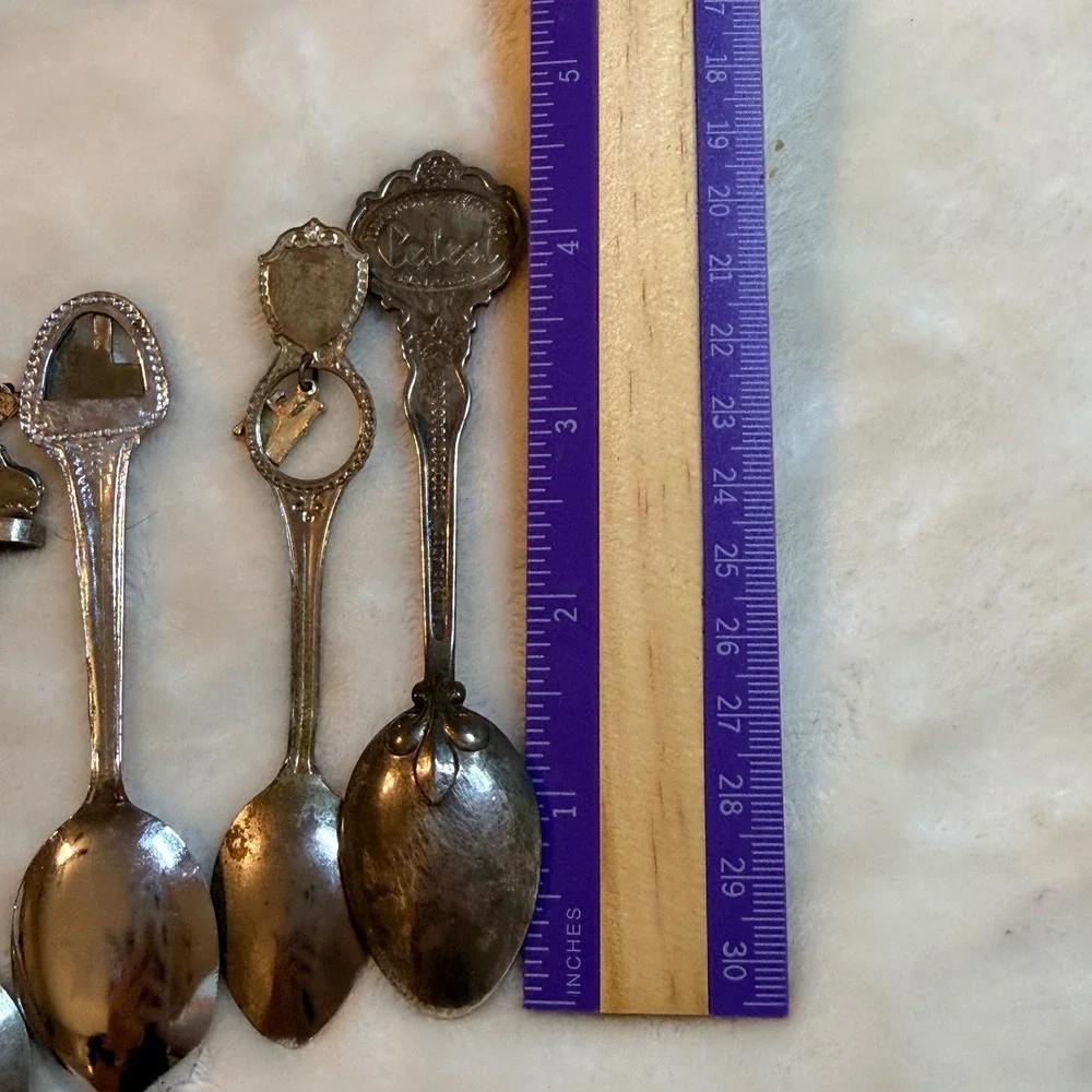 Vintage Souvenir Collector Spoon Lot 9pc Florida Nashville Kansas Oklahoma DC
